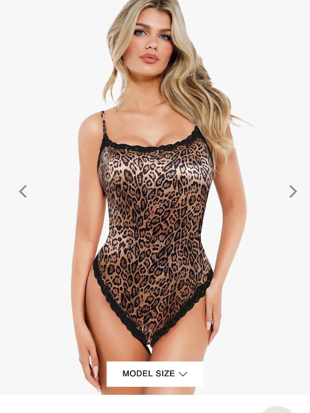 Leopard Print Lace-Trim Bodysuit